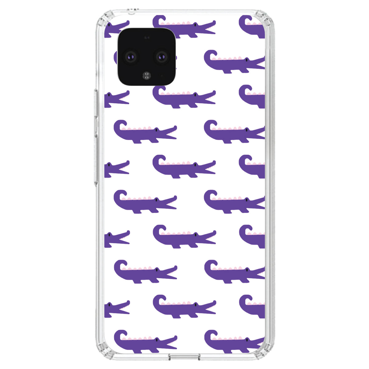 Purple White Alligators Clear Shockproof iPhone Case, view 24