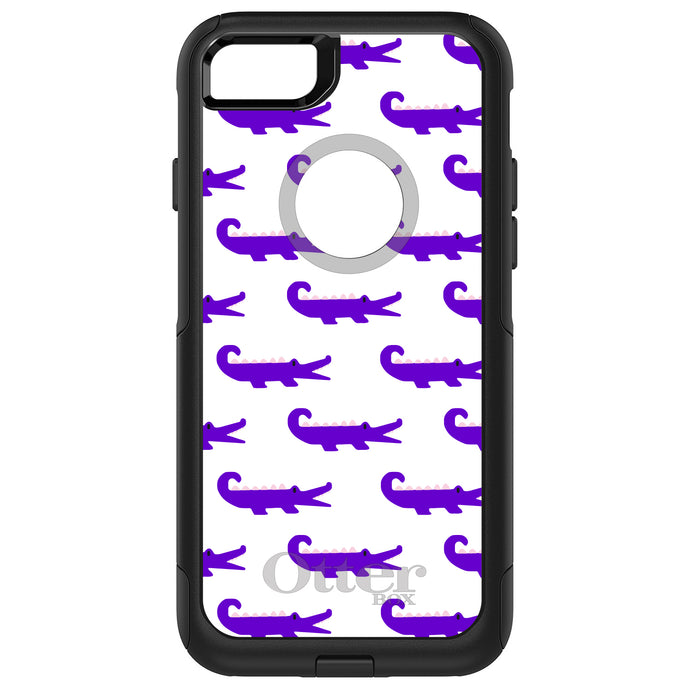 DistinctInk OtterBox Commuter Series Case for Apple iPhone or Samsung Galaxy - Purple White Alligators
