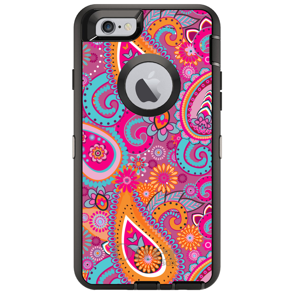 Pink Blue Orange Paisley OtterBox Defender Case for iPhone & Galaxy, view 4