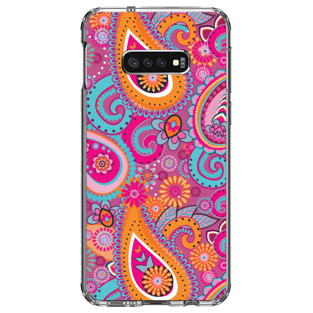 Pink Blue Orange Paisley Clear Shockproof iPhone Case, view 18