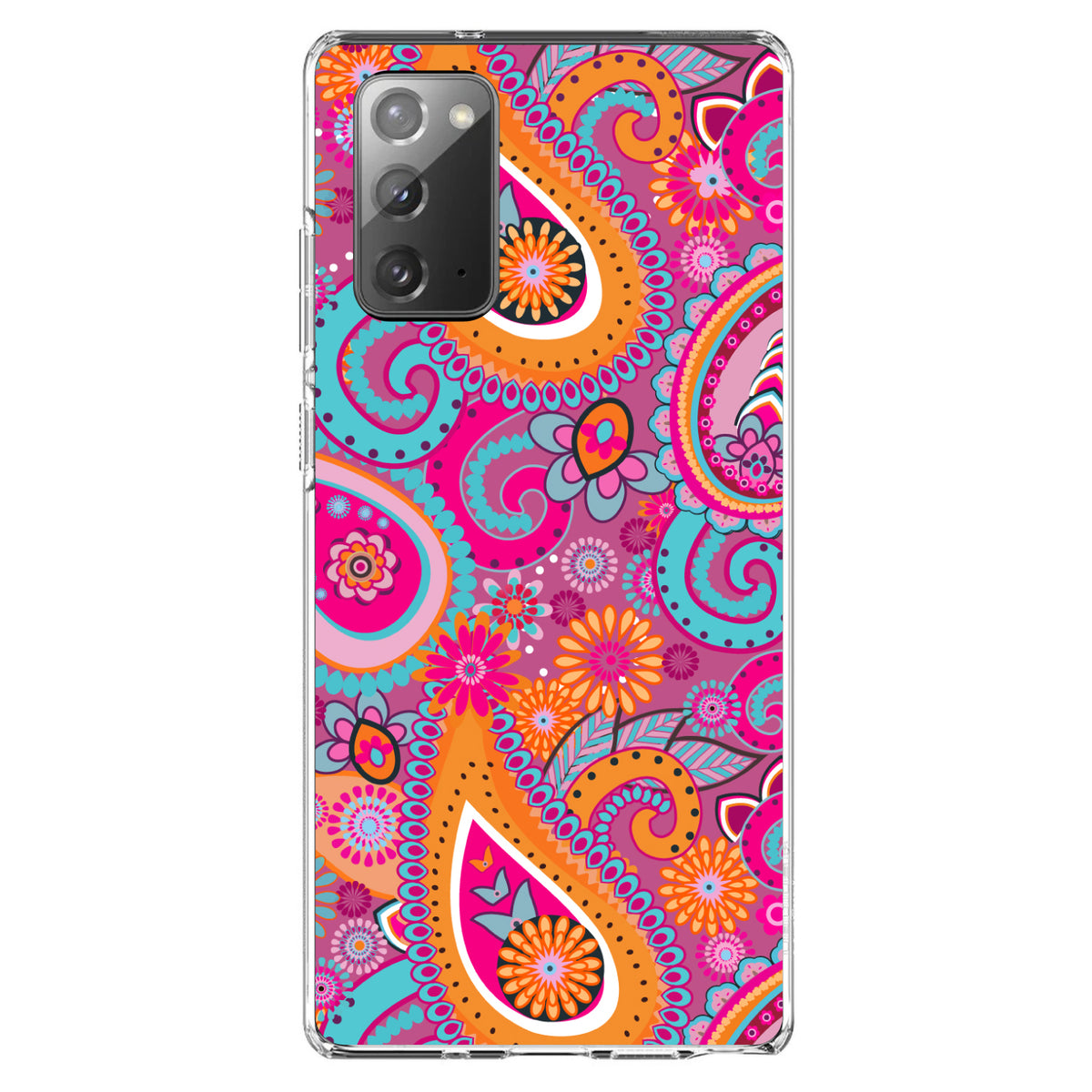 Pink Blue Orange Paisley Clear Shockproof iPhone Case, view 7