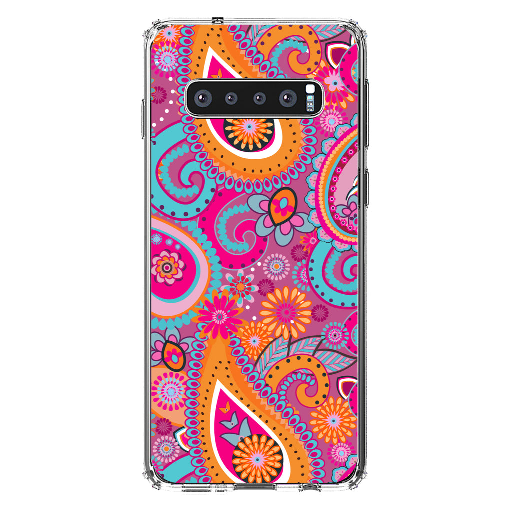 Pink Blue Orange Paisley Clear Shockproof iPhone Case, view 16