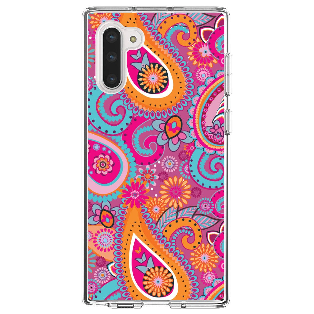 Pink Blue Orange Paisley Clear Shockproof iPhone Case, view 9