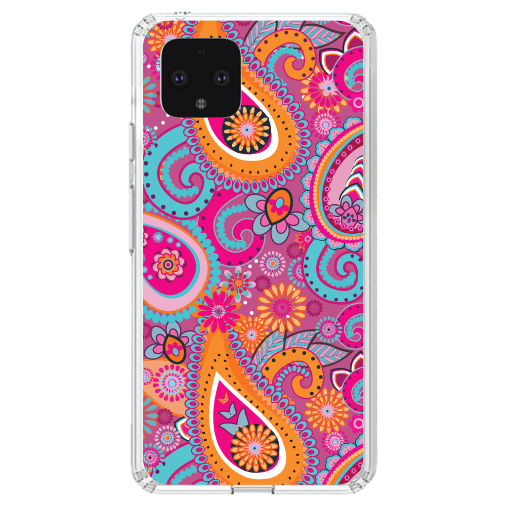 Pink Blue Orange Paisley Clear Shockproof iPhone Case, view 23