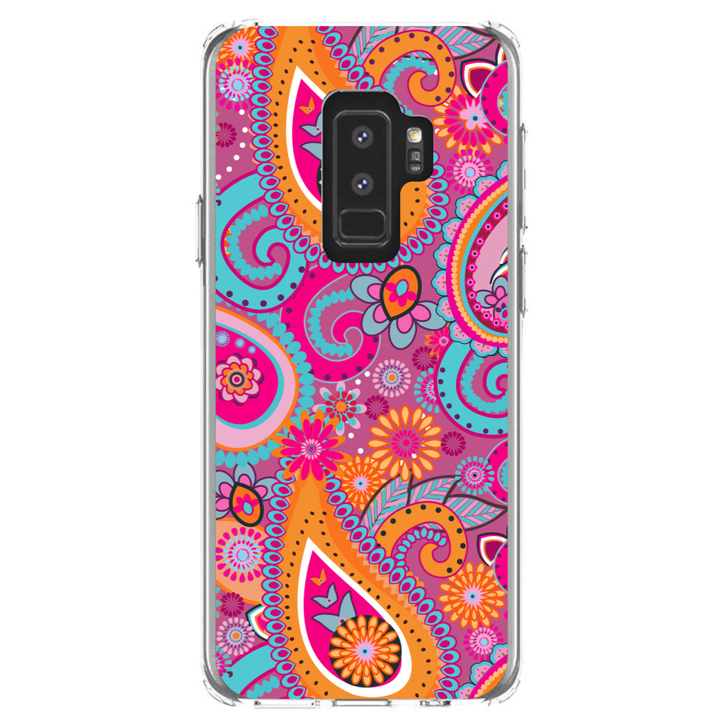Pink Blue Orange Paisley Clear Shockproof iPhone Case, view 20