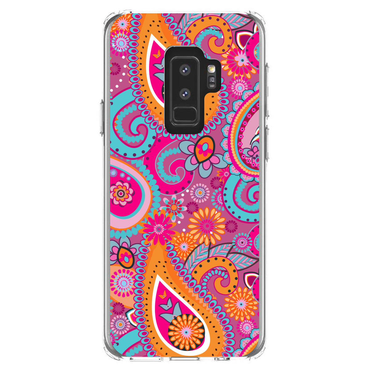 Pink Blue Orange Paisley Clear Shockproof iPhone Case, view 20