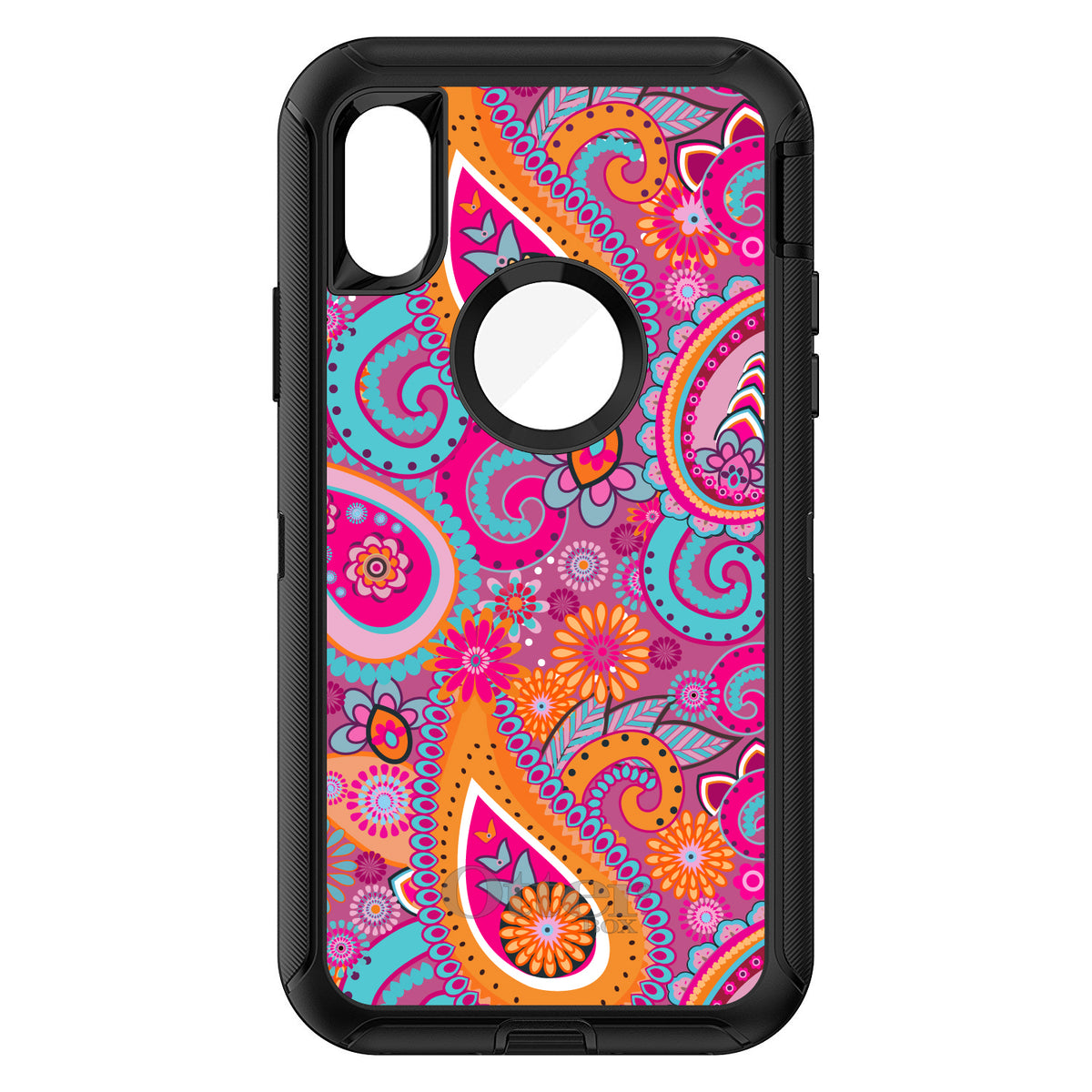 Pink Blue Orange Paisley OtterBox Defender Case for iPhone & Galaxy, view 3