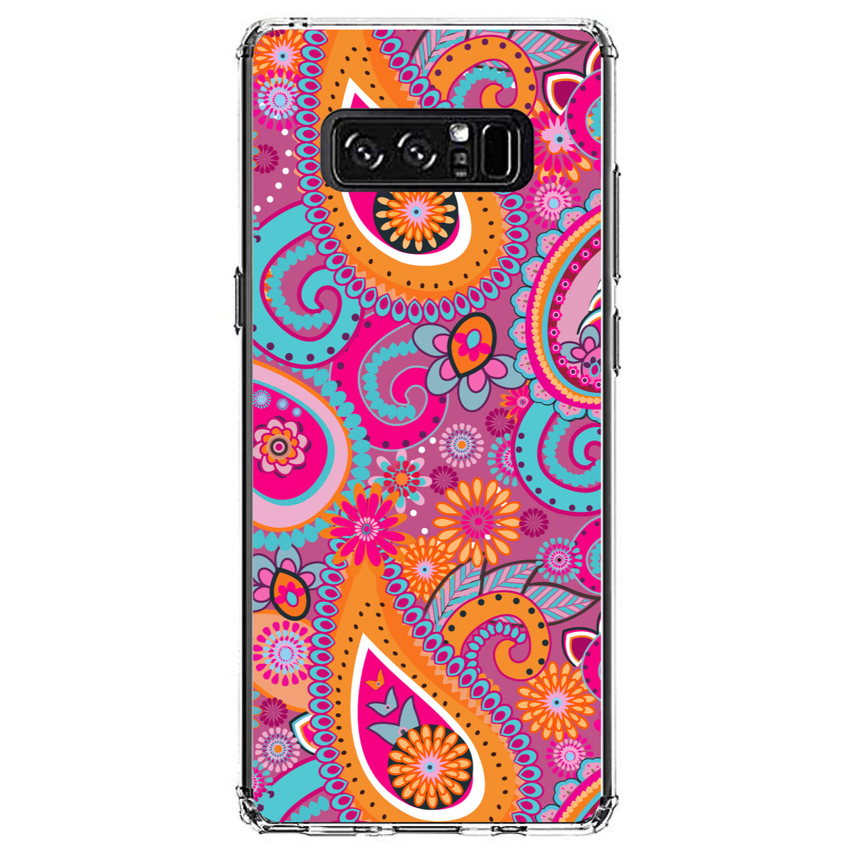 Pink Blue Orange Paisley Clear Shockproof iPhone Case, view 12