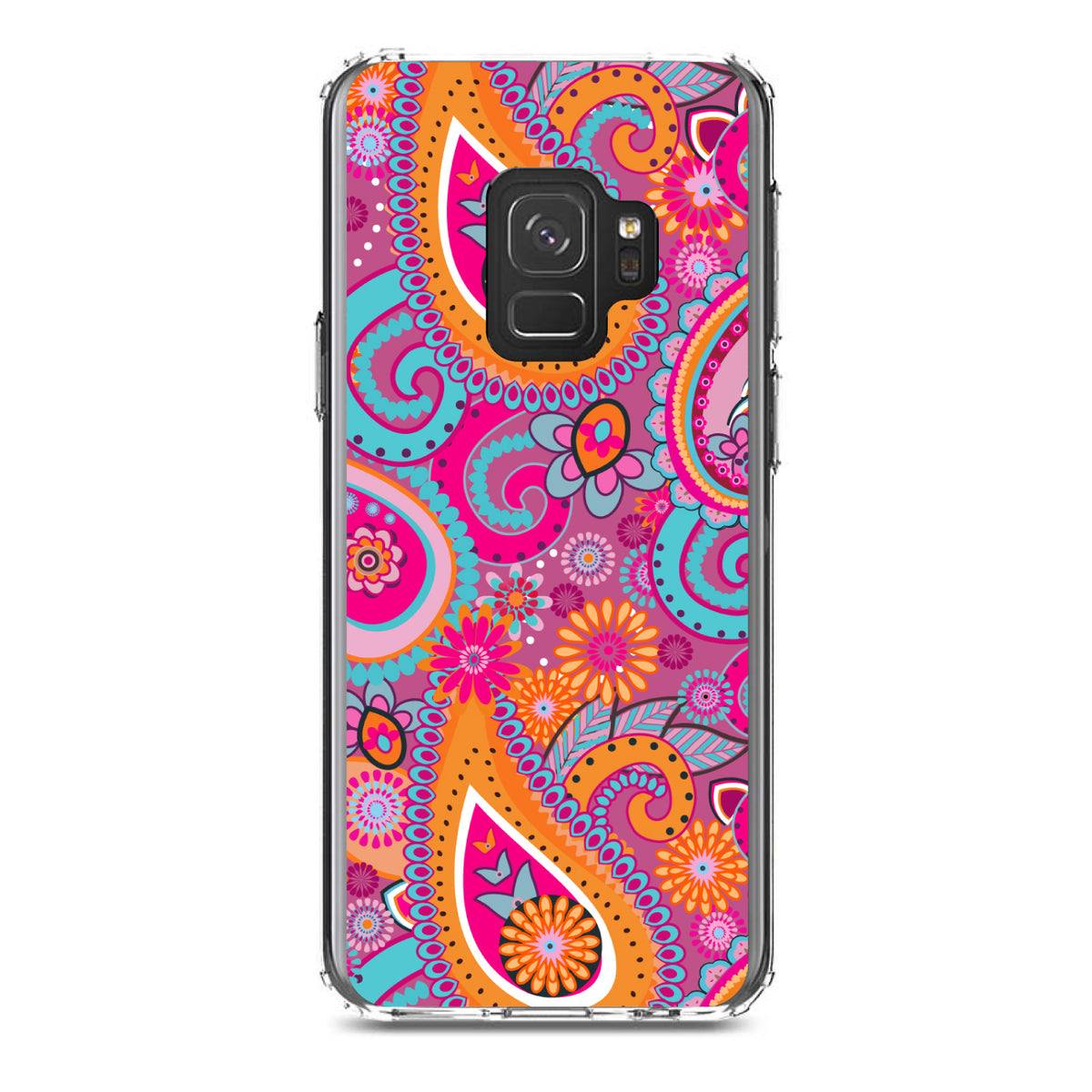 Pink Blue Orange Paisley Clear Shockproof iPhone Case, view 19