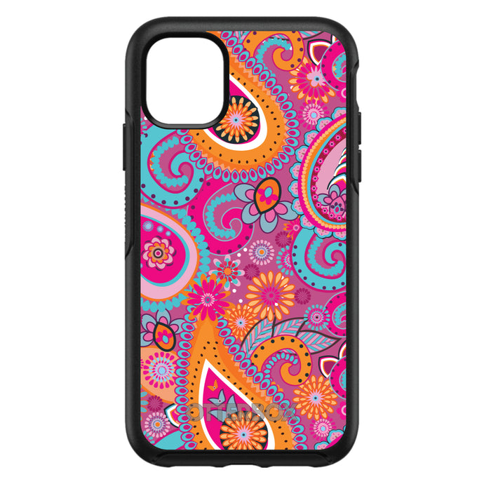 DistinctInk™ OtterBox Symmetry Series Case for Apple iPhone / Samsung Galaxy / Google Pixel - Pink Blue Orange Paisley