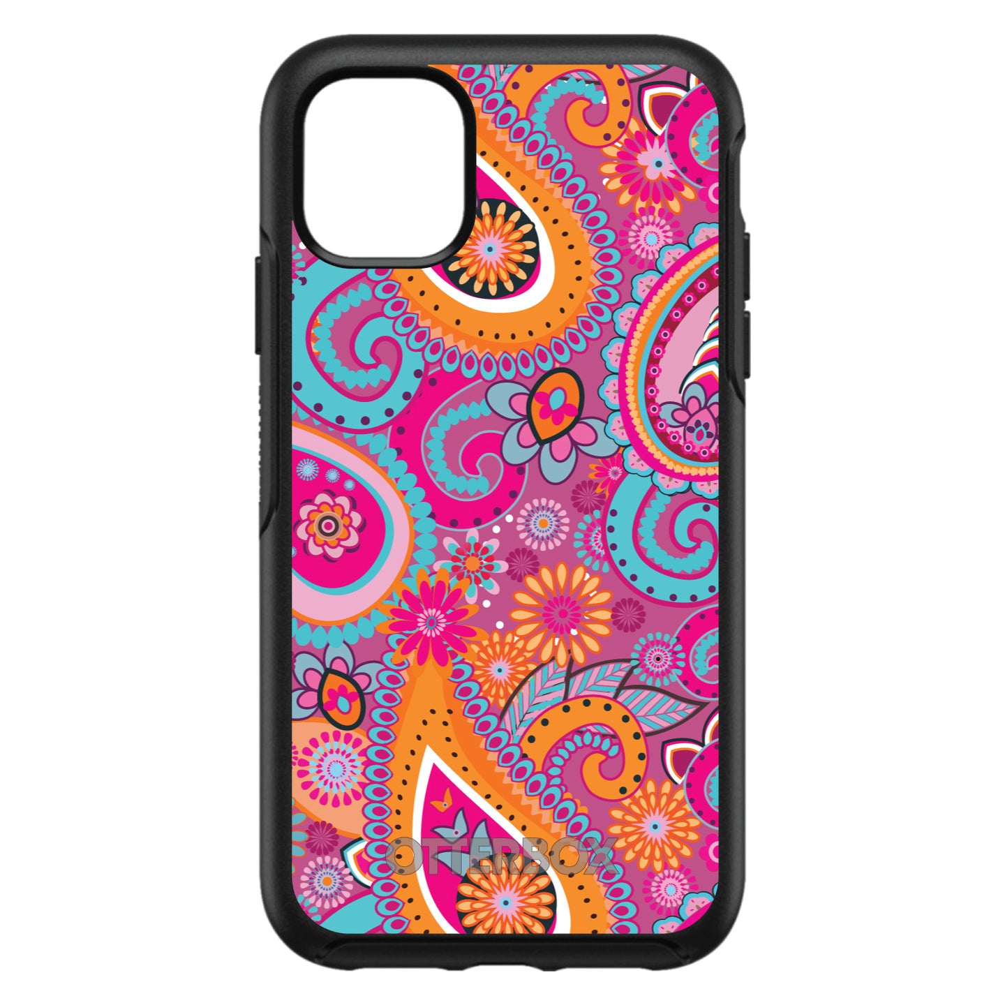 DistinctInk™ OtterBox Symmetry Series Case for Apple iPhone / Samsung Galaxy / Google Pixel - Pink Blue Orange Paisley
