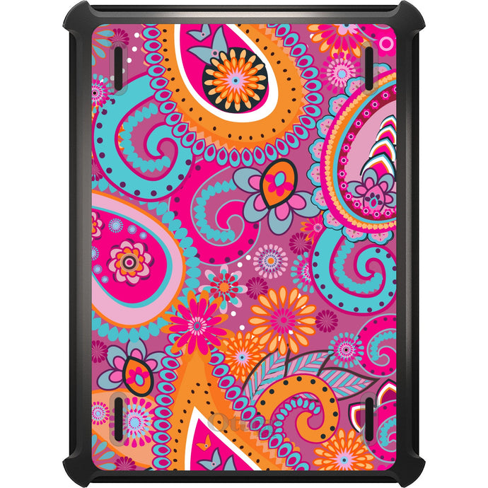 DistinctInk™ OtterBox Defender Series Case for Apple iPad / iPad Pro / iPad Air / iPad Mini - Pink Blue Orange Paisley