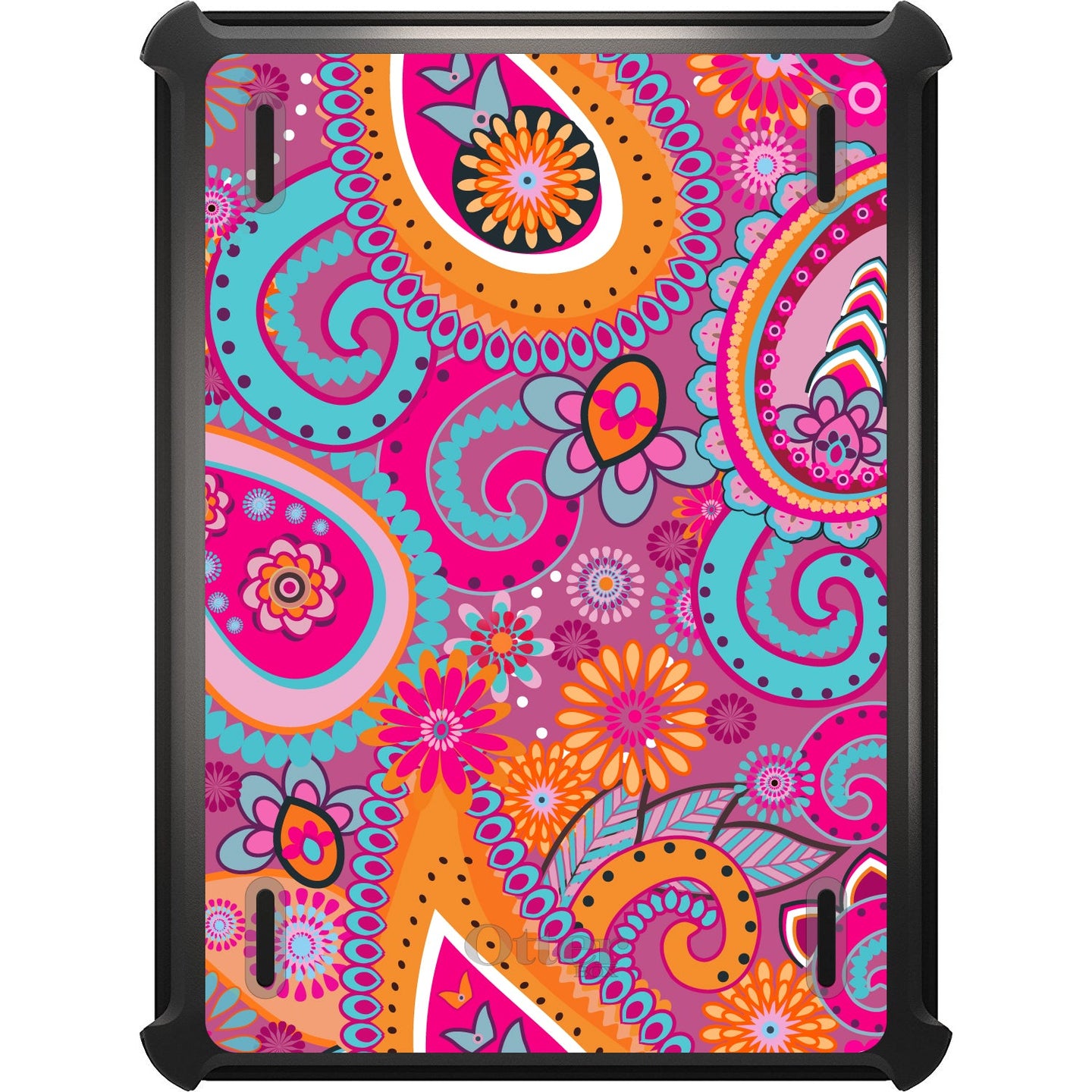 DistinctInk™ OtterBox Defender Series Case for Apple iPad / iPad Pro / iPad Air / iPad Mini - Pink Blue Orange Paisley