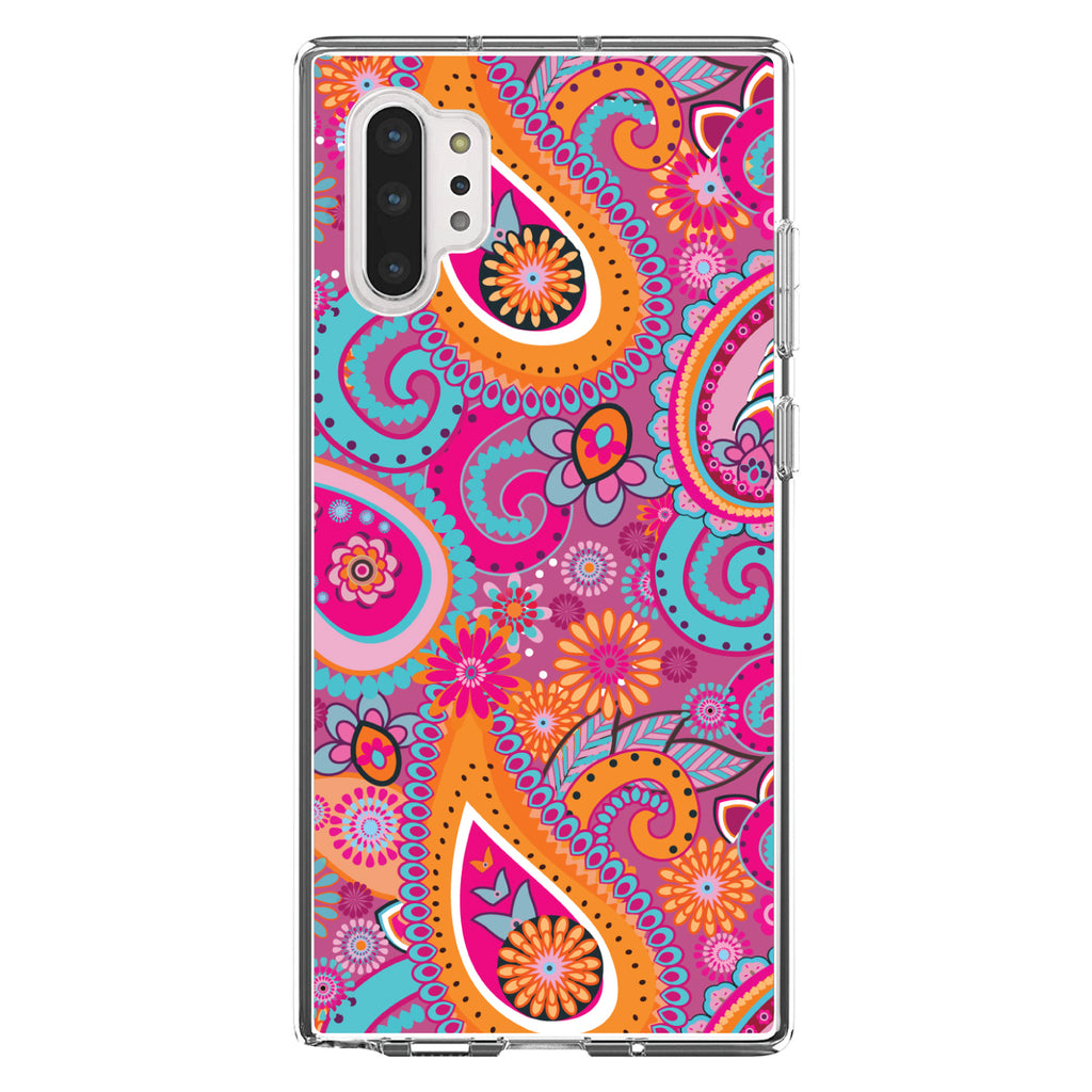 Pink Blue Orange Paisley Clear Shockproof iPhone Case, view 10