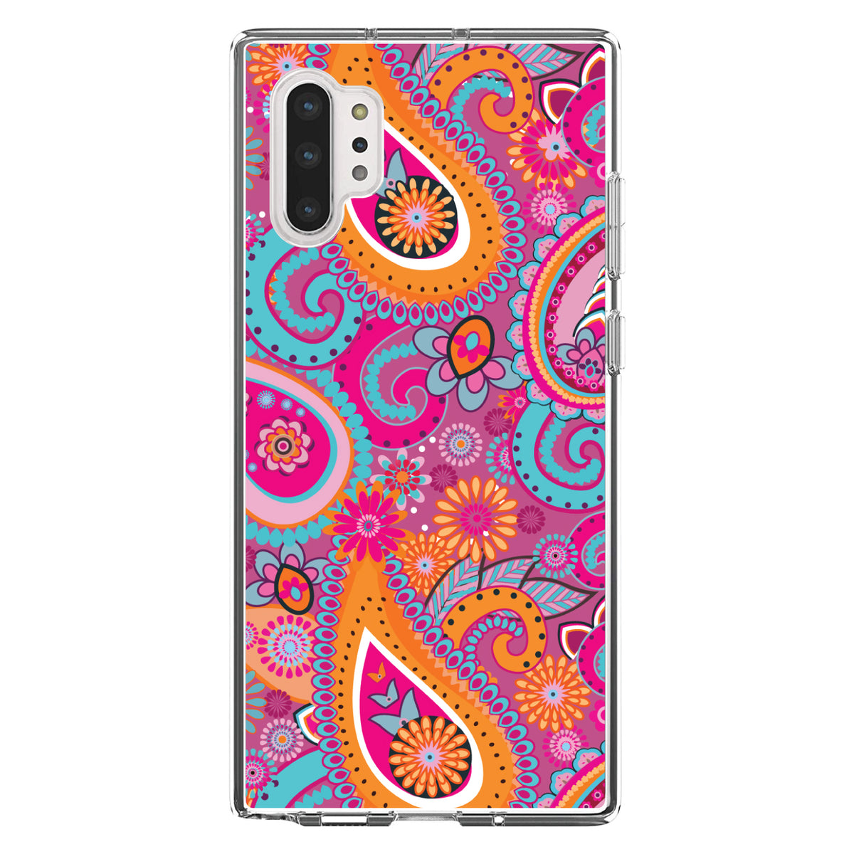Pink Blue Orange Paisley Clear Shockproof iPhone Case, view 10