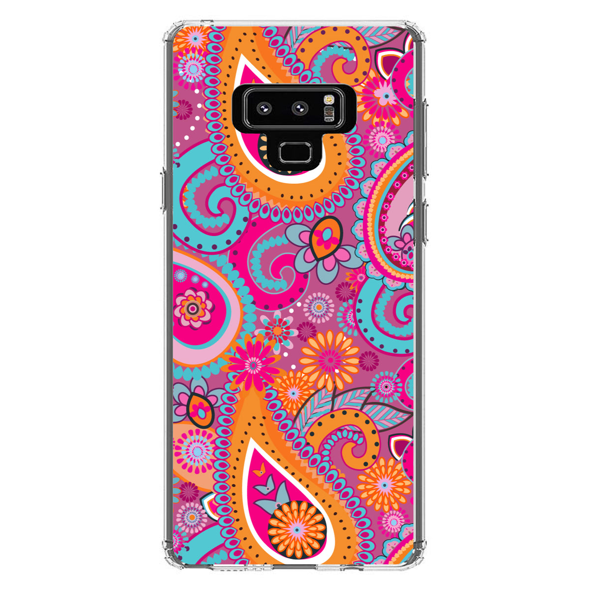 Pink Blue Orange Paisley Clear Shockproof iPhone Case, view 11