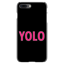 DistinctInk® Hard Plastic Snap-On Case for Apple iPhone or Samsung Galaxy - Black Pink YOLO