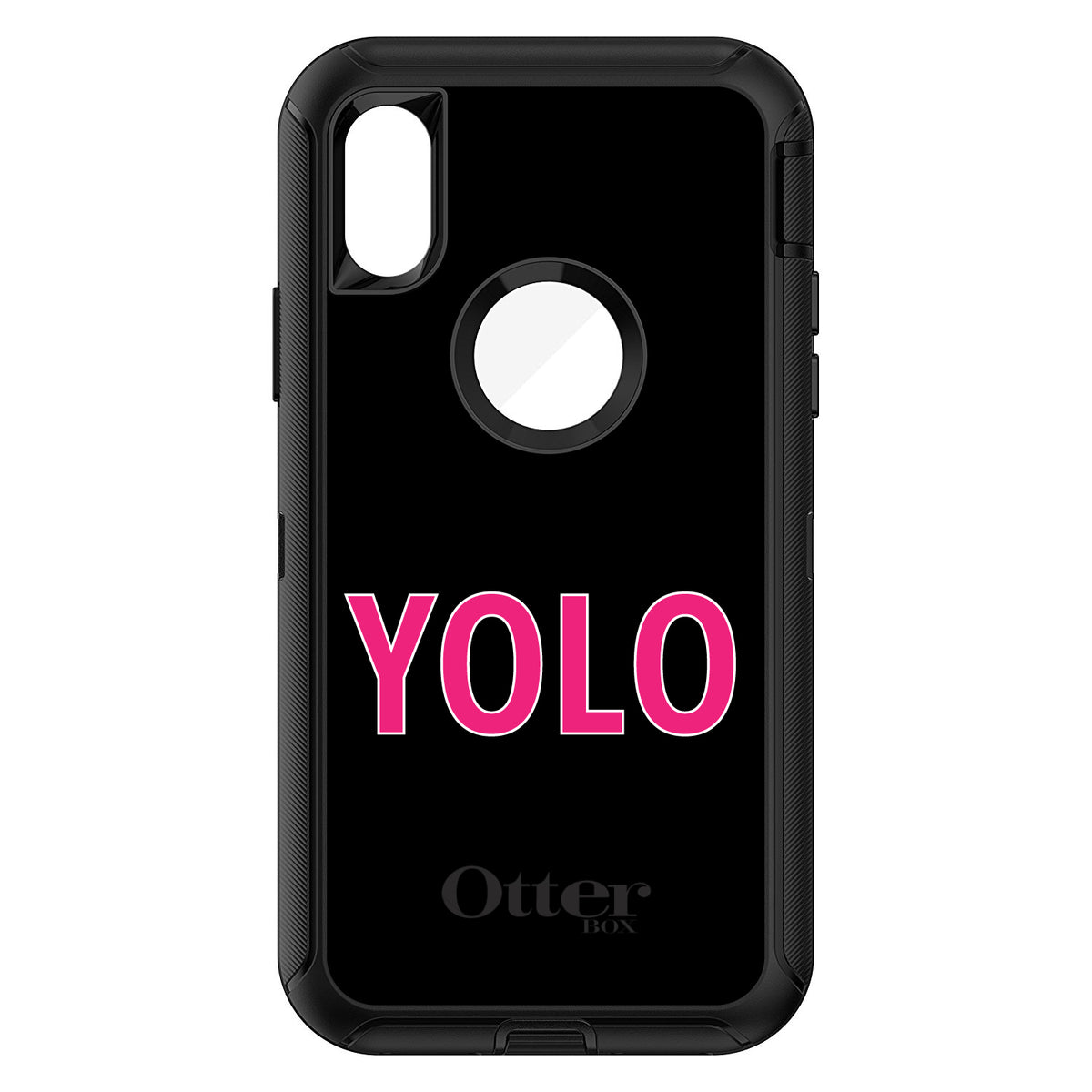 Black Pink YOLO OtterBox Defender Case for iPhone & Galaxy, view 3