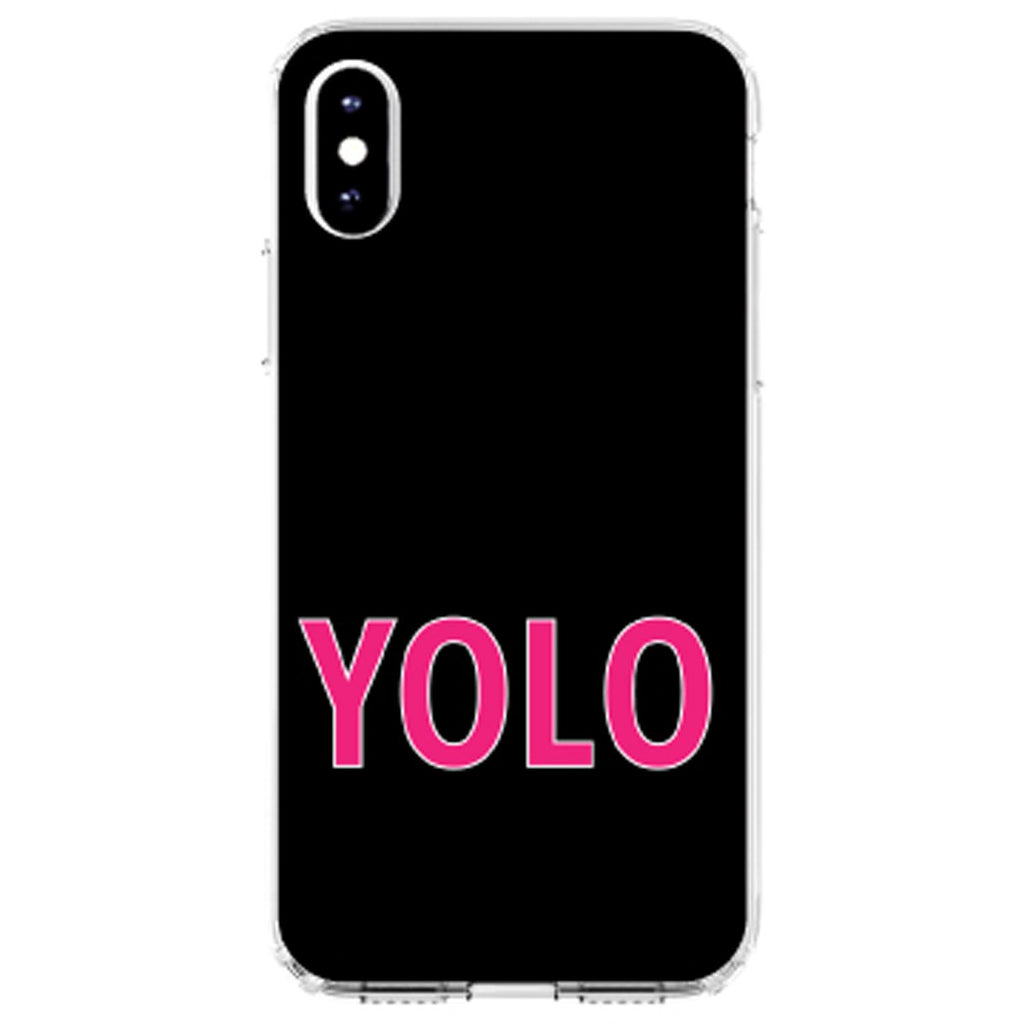 Black Pink YOLO Clear Shockproof iPhone Case, view 3