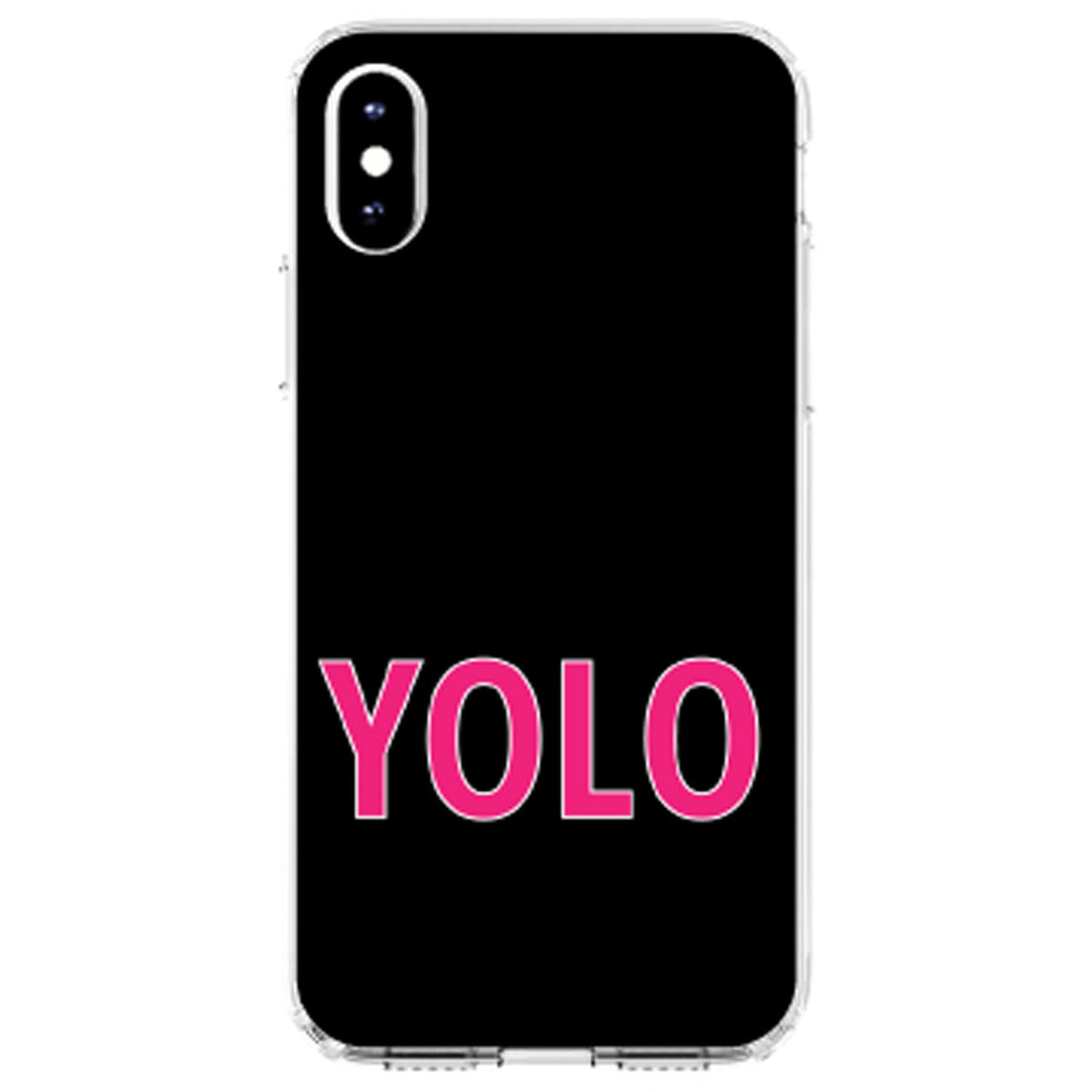 Black Pink YOLO Clear Shockproof iPhone Case, view 4