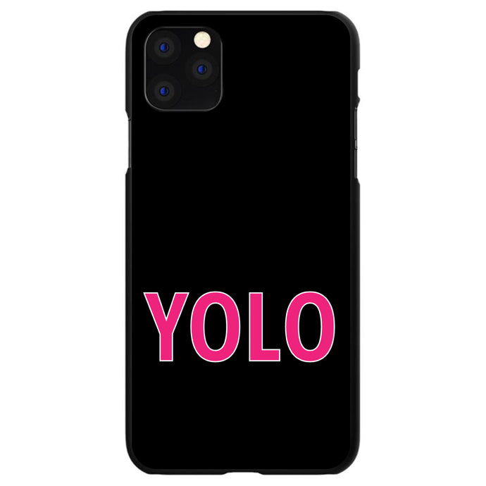 DistinctInk® Hard Plastic Snap-On Case for Apple iPhone or Samsung Galaxy - Black Pink YOLO