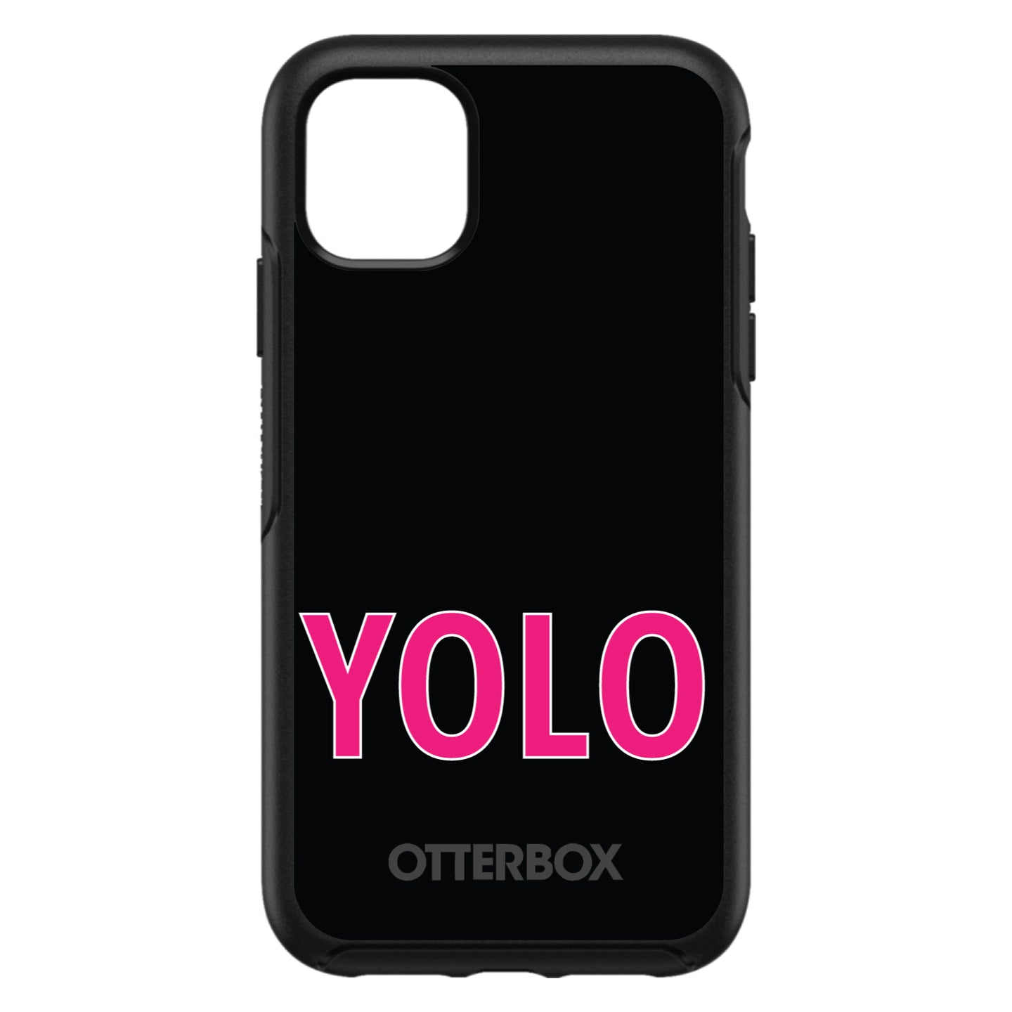DistinctInk™ OtterBox Symmetry Series Case for Apple iPhone / Samsung Galaxy / Google Pixel - Black Pink YOLO