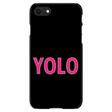 DistinctInk® Hard Plastic Snap-On Case for Apple iPhone or Samsung Galaxy - Black Pink YOLO
