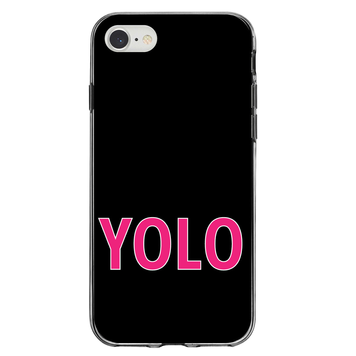Black Pink YOLO Clear Shockproof iPhone Case, view 5