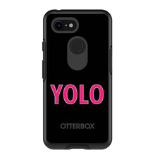 DistinctInk™ OtterBox Symmetry Series Case for Apple iPhone / Samsung Galaxy / Google Pixel - Black Pink YOLO