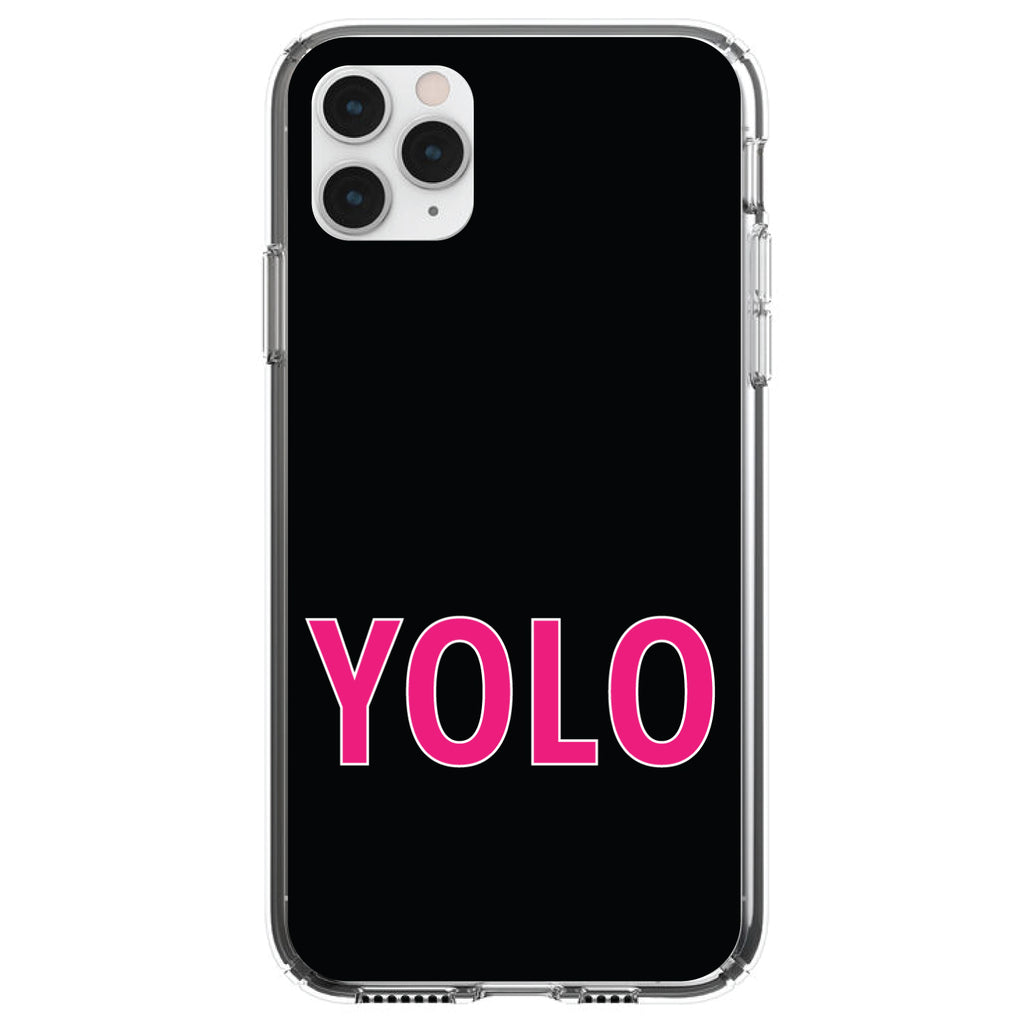 Black Pink YOLO Clear Shockproof iPhone Case