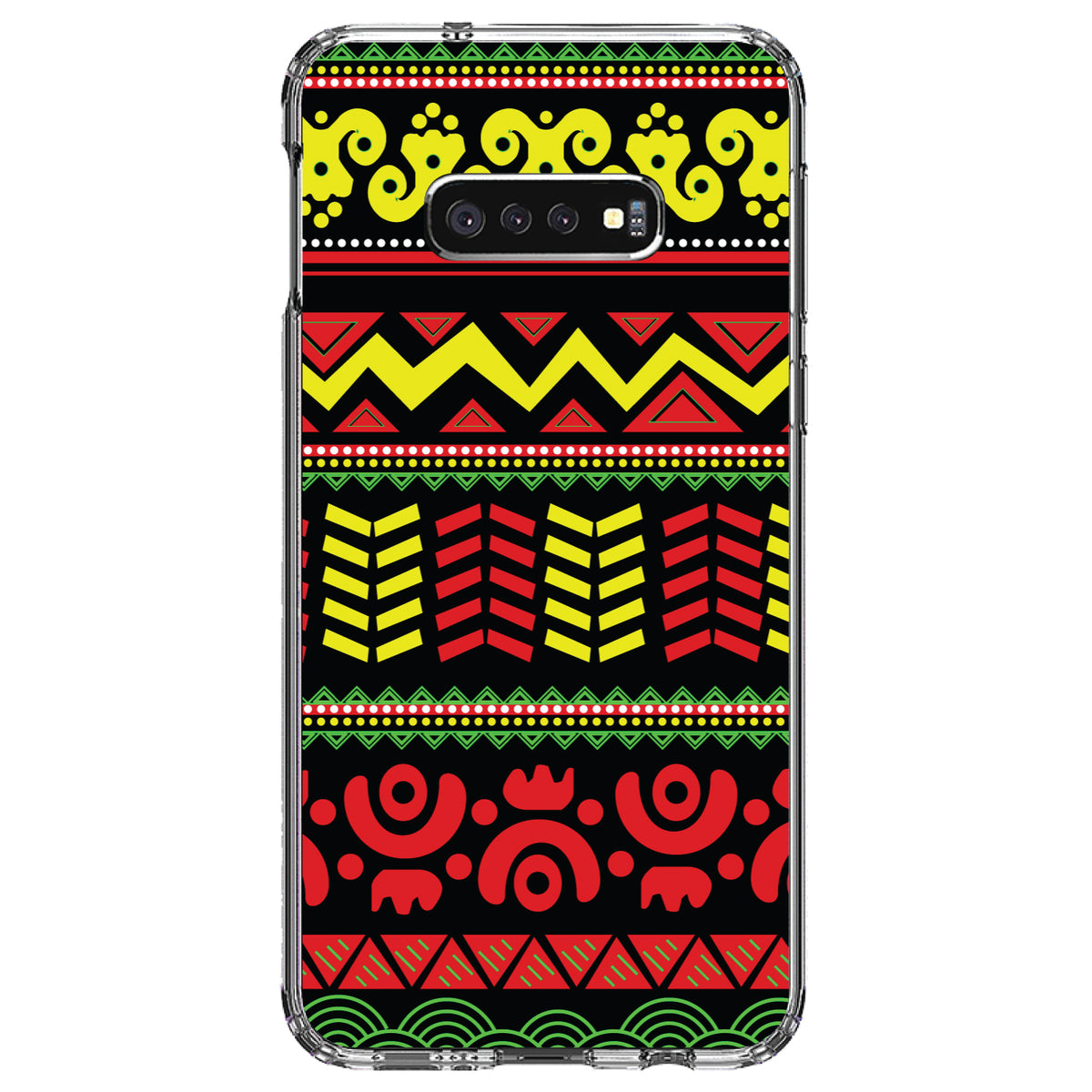 Black Yellow Red Aztec Tribal Clear Shockproof iPhone Case, view 18