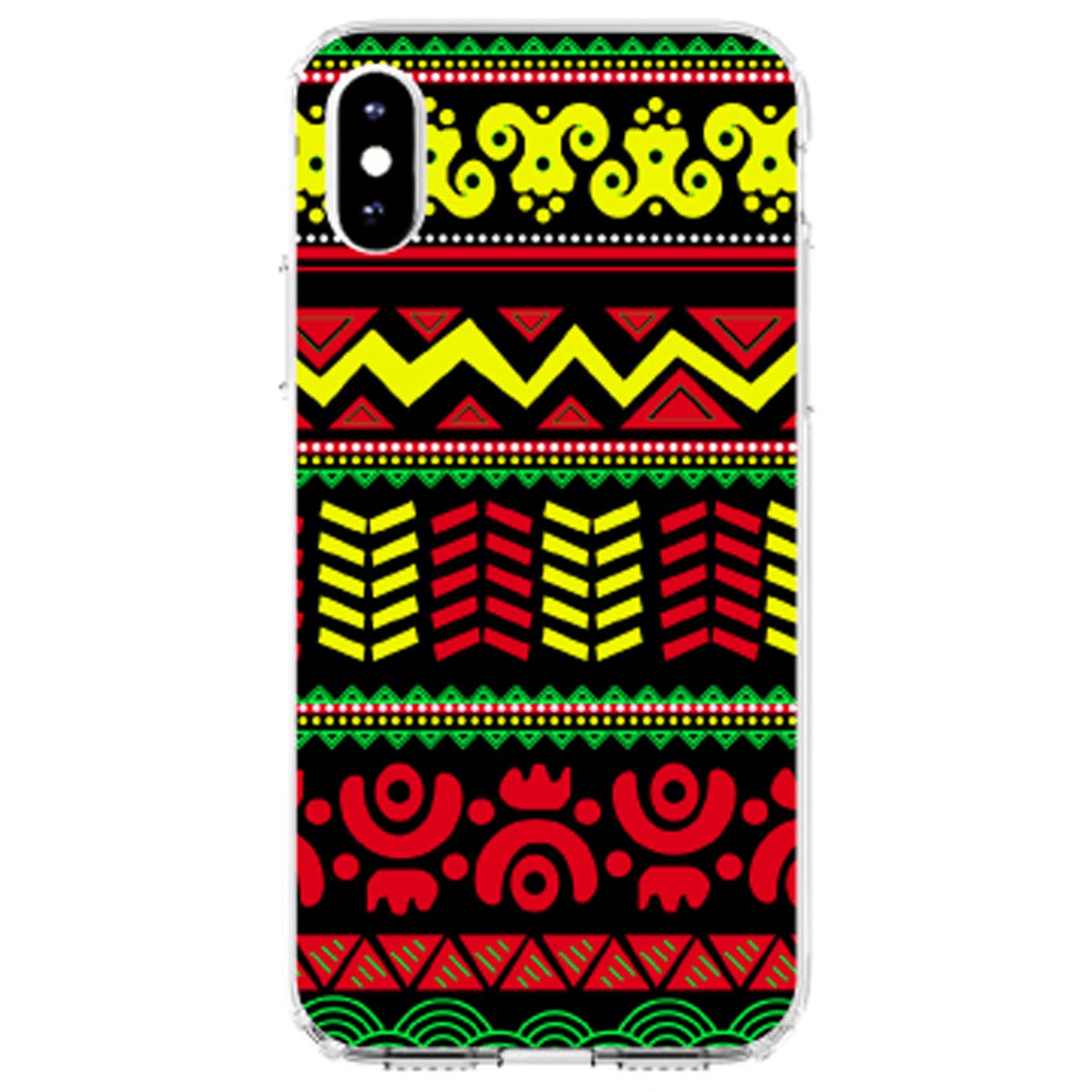 Black Yellow Red Aztec Tribal Clear Shockproof iPhone Case, view 2