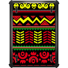DistinctInk™ OtterBox Defender Series Case for Apple iPad / iPad Pro / iPad Air / iPad Mini - Black Yellow Red Aztec Tribal