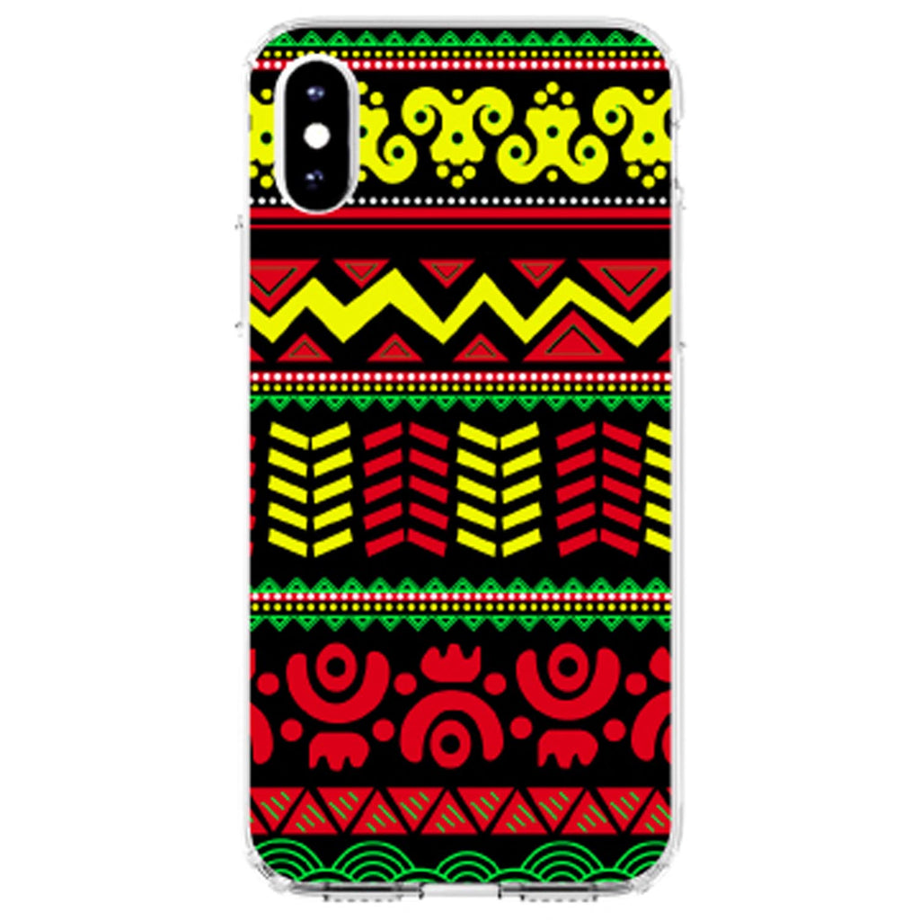 Black Yellow Red Aztec Tribal Clear Shockproof iPhone Case, view 3