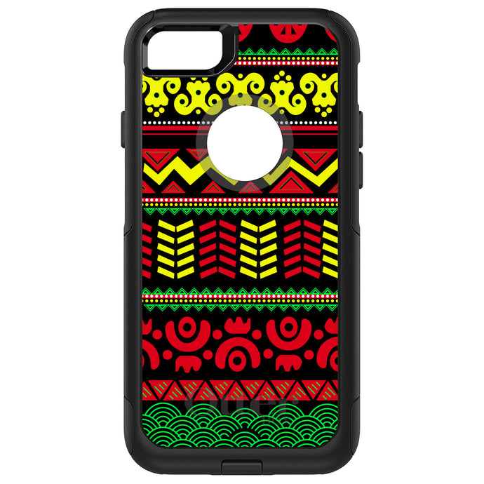 DistinctInk OtterBox Commuter Series Case for Apple iPhone or Samsung Galaxy - Black Yellow Red Aztec Tribal