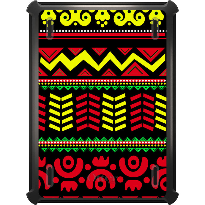 DistinctInk™ OtterBox Defender Series Case for Apple iPad / iPad Pro / iPad Air / iPad Mini - Black Yellow Red Aztec Tribal