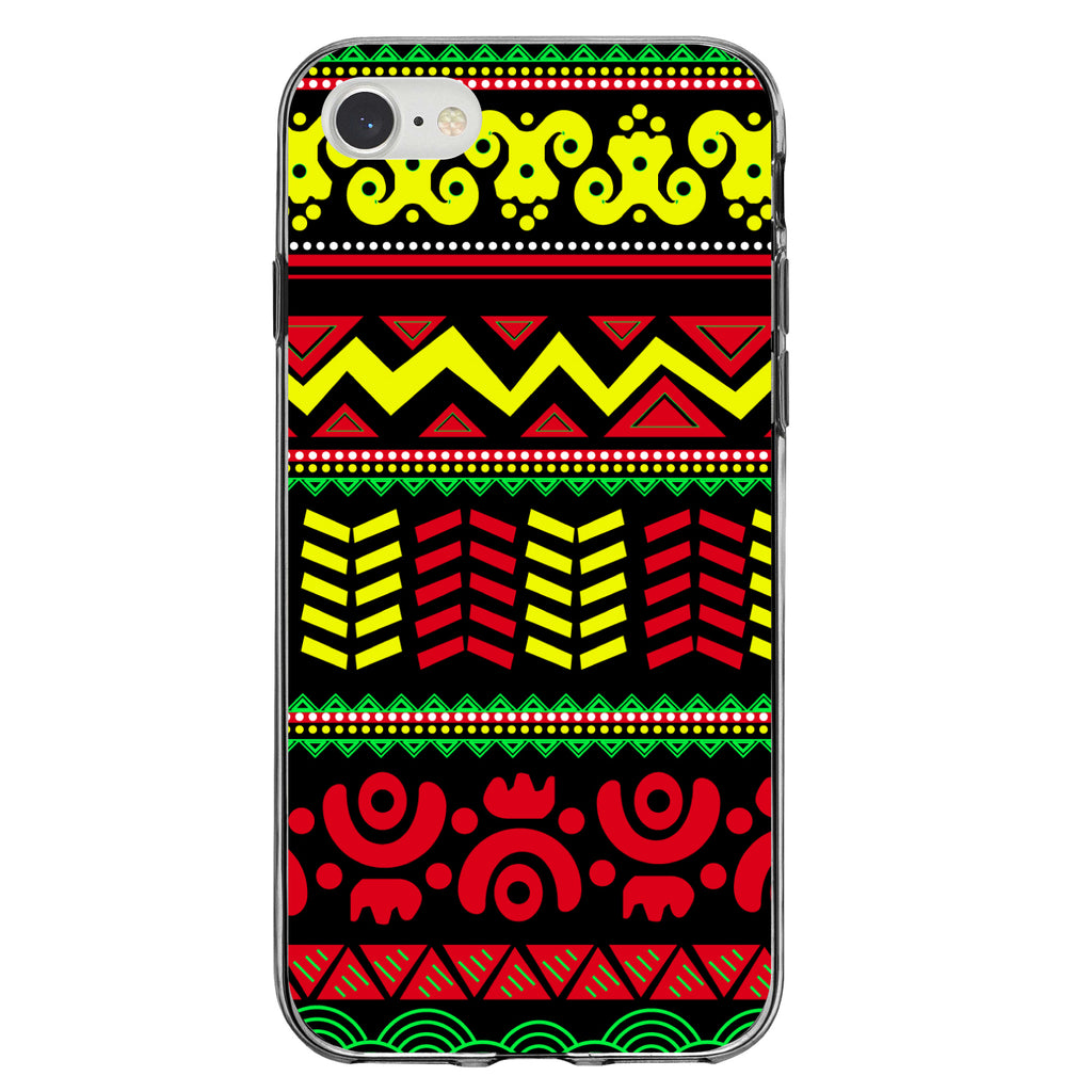 Black Yellow Red Aztec Tribal Clear Shockproof iPhone Case, view 5