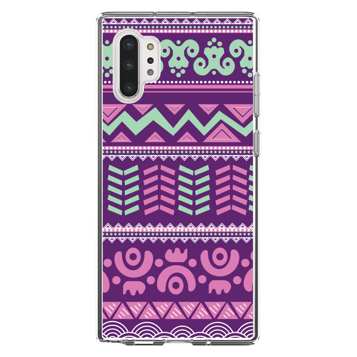 Pink Green Aztec Tribal Clear Shockproof iPhone Case, view 9