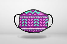 Pink Green Aztec Tribal - 3-Ply Reusable Soft Face Mask Covering, Unisex, Cotton Inner Layer