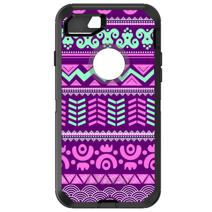DistinctInk™ OtterBox Defender Series Case for Apple iPhone / Samsung Galaxy / Google Pixel - Pink Green Aztec Tribal