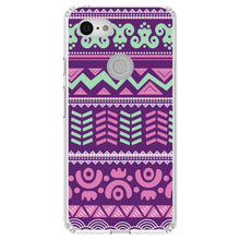 DistinctInk® Clear Shockproof Hybrid Case for Apple iPhone / Samsung Galaxy / Google Pixel - Pink Green Aztec Tribal