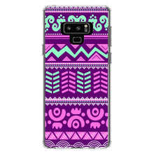 DistinctInk® Clear Shockproof Hybrid Case for Apple iPhone / Samsung Galaxy / Google Pixel - Pink Green Aztec Tribal