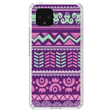 DistinctInk® Clear Shockproof Hybrid Case for Apple iPhone / Samsung Galaxy / Google Pixel - Pink Green Aztec Tribal