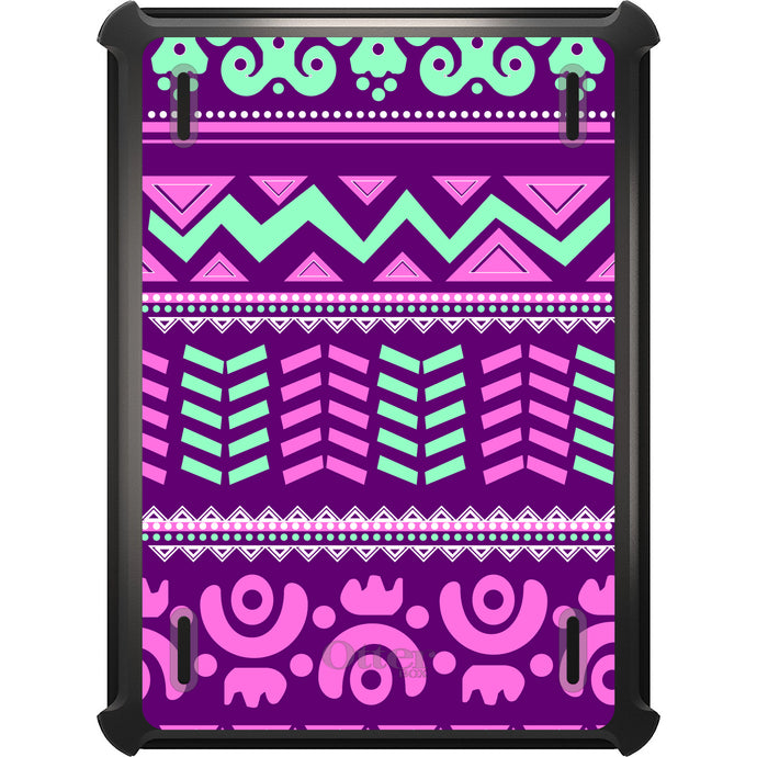 DistinctInk™ OtterBox Defender Series Case for Apple iPad / iPad Pro / iPad Air / iPad Mini - Pink Green Aztec Tribal