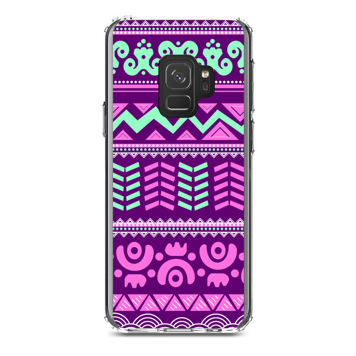Pink Green Aztec Tribal Clear Shockproof iPhone Case, view 18
