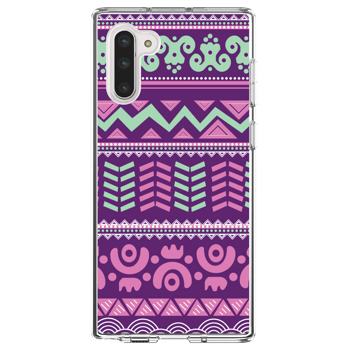 Pink Green Aztec Tribal Clear Shockproof iPhone Case, view 8