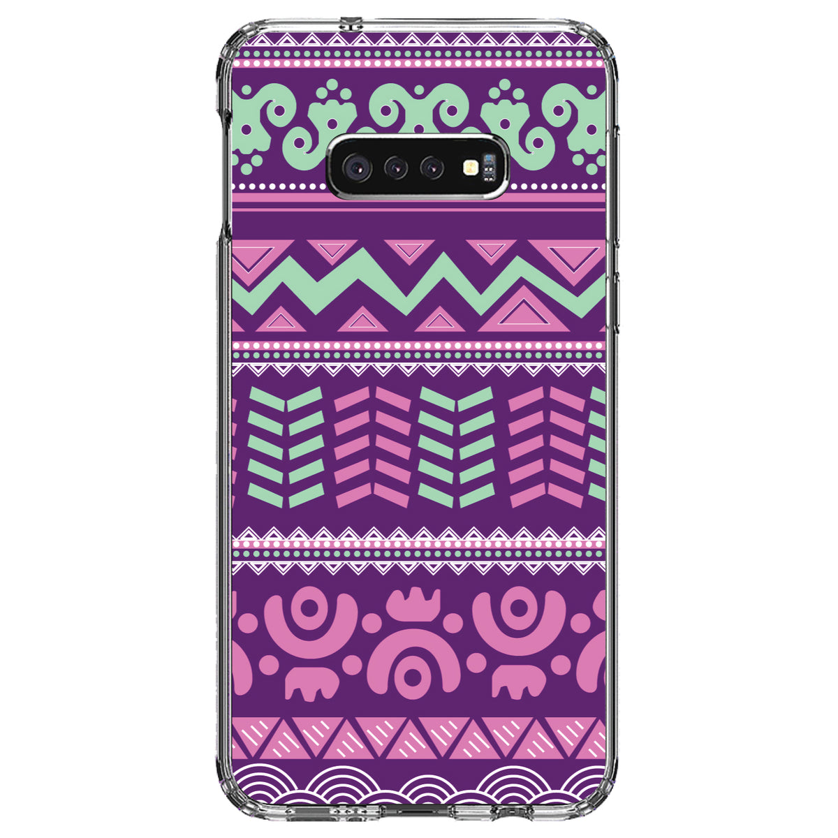 Pink Green Aztec Tribal Clear Shockproof iPhone Case, view 17