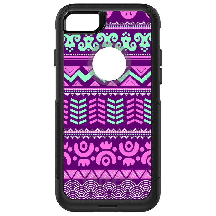 DistinctInk OtterBox Commuter Series Case for Apple iPhone or Samsung Galaxy - Pink Green Aztec Tribal