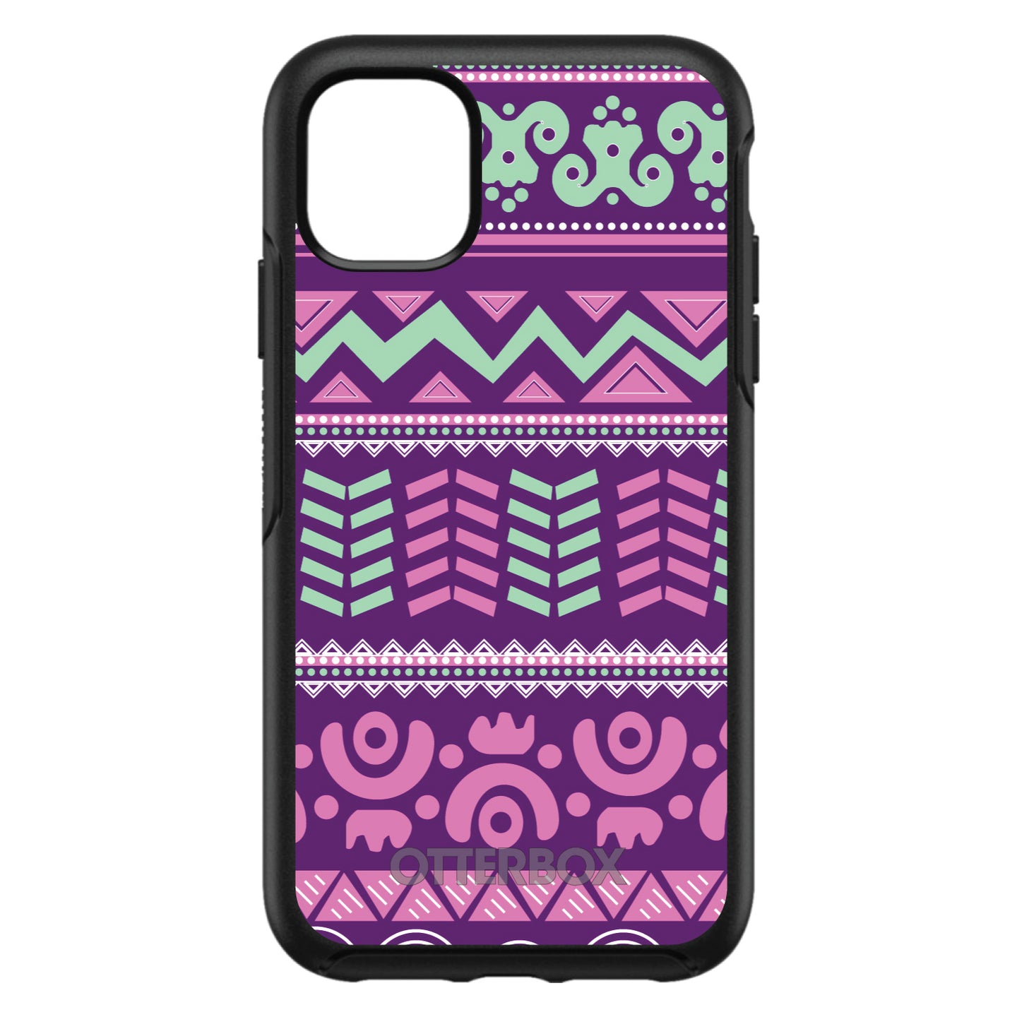 DistinctInk™ OtterBox Symmetry Series Case for Apple iPhone / Samsung Galaxy / Google Pixel - Pink Green Aztec Tribal