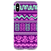 DistinctInk® Clear Shockproof Hybrid Case for Apple iPhone / Samsung Galaxy / Google Pixel - Pink Green Aztec Tribal